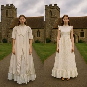 Vintage Ivory Satin Opera Coat Sculptural Collar Short Sleeve Duster Ivory Cream